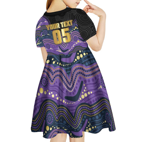 Custom Storm Kid Short Sleeve Dress Warrior Mascot With Aboriginal Indigenous