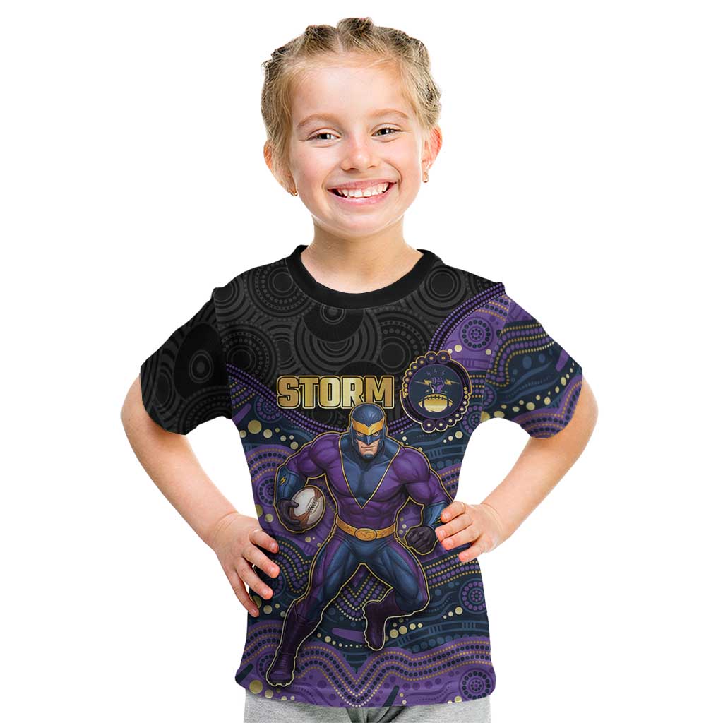 Custom Storm Kid T Shirt Warrior Mascot With Aboriginal Indigenous