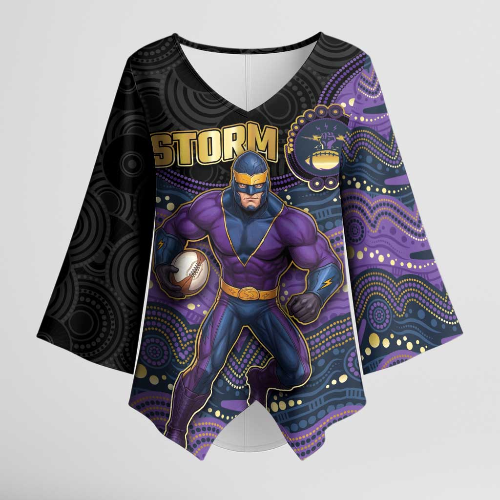 Custom Storm Kimono Sleeve Blouse Warrior Mascot With Aboriginal Indigenous