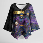 Custom Storm Kimono Sleeve Blouse Warrior Mascot With Aboriginal Indigenous