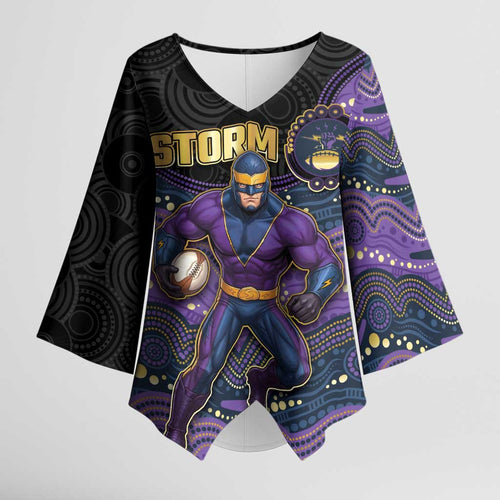 Custom Storm Kimono Sleeve Blouse Warrior Mascot With Aboriginal Indigenous