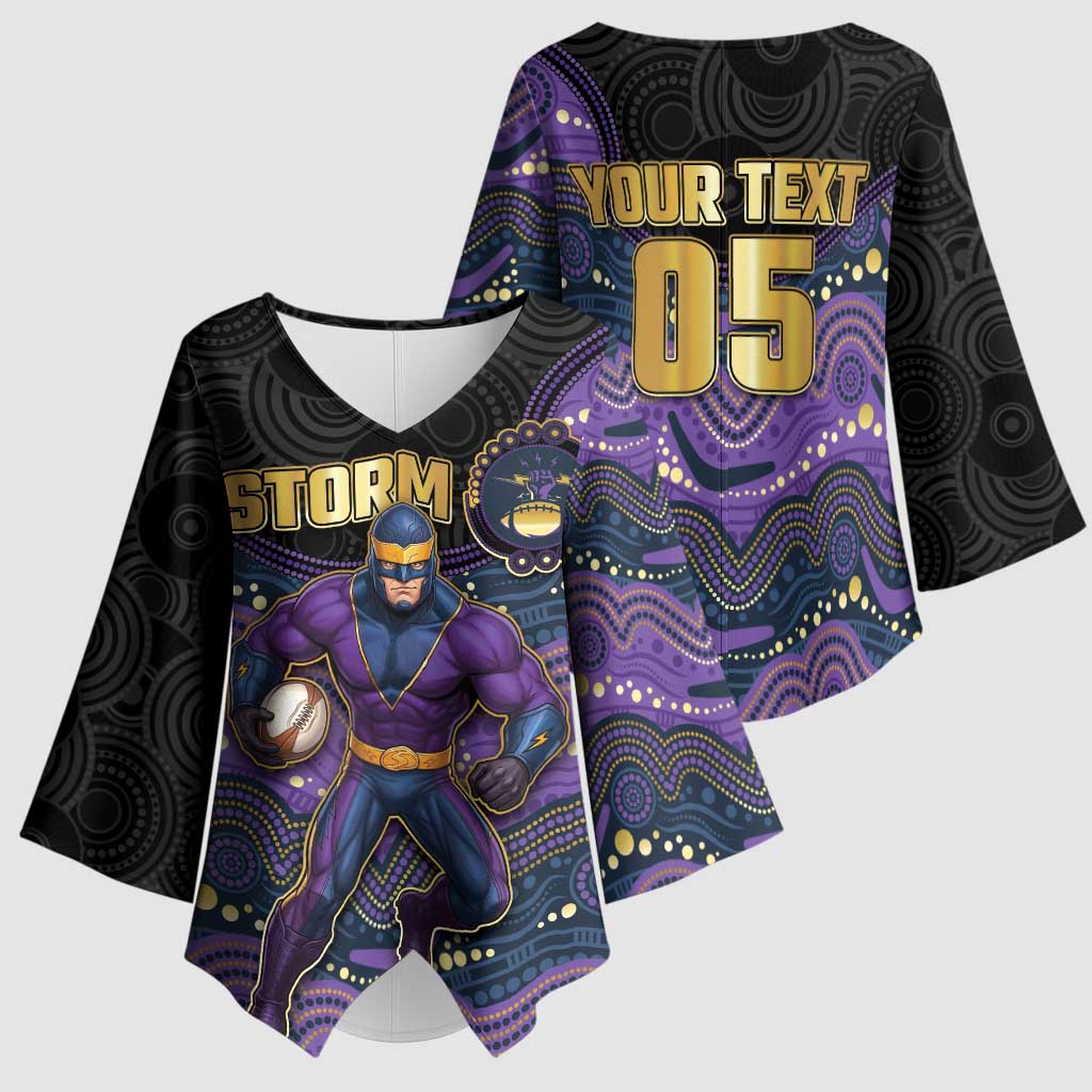Custom Storm Kimono Sleeve Blouse Warrior Mascot With Aboriginal Indigenous