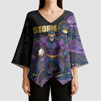 Custom Storm Kimono Sleeve Blouse Warrior Mascot With Aboriginal Indigenous