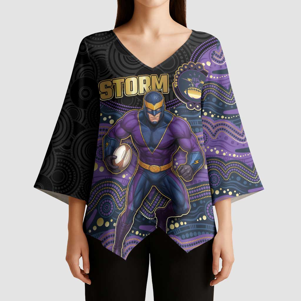 Custom Storm Kimono Sleeve Blouse Warrior Mascot With Aboriginal Indigenous