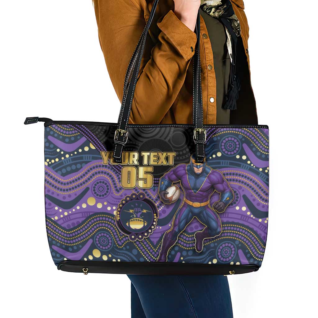 Custom Storm Leather Tote Bag Warrior Mascot With Aboriginal Indigenous
