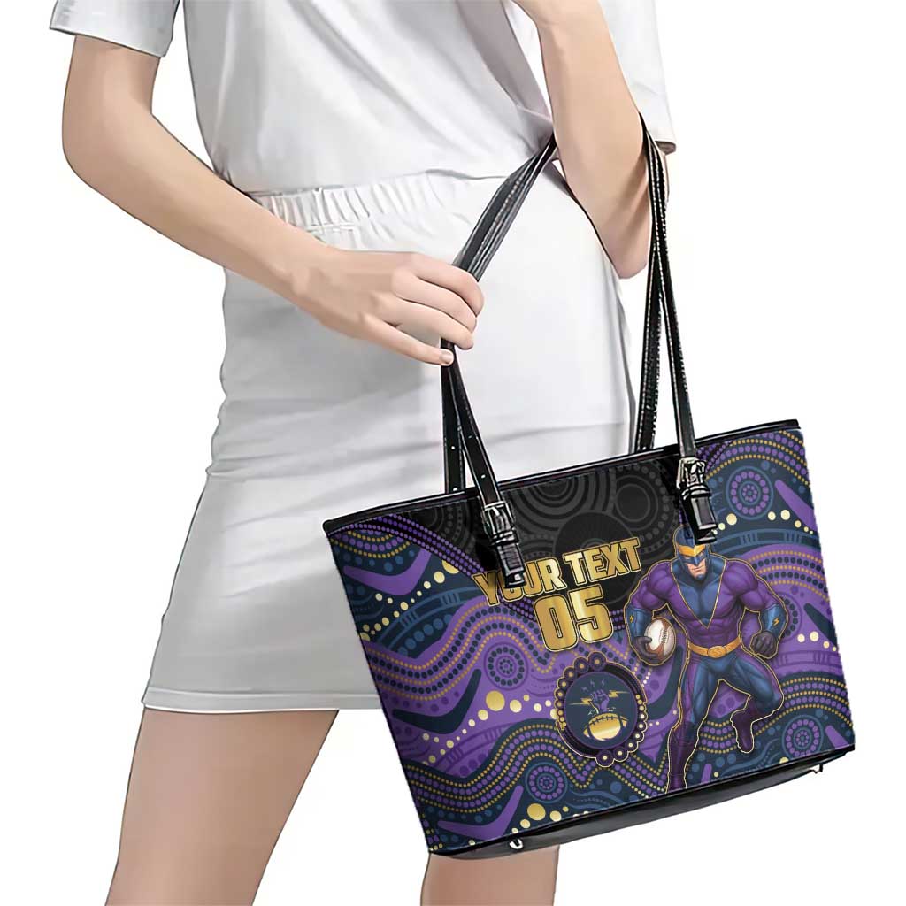 Custom Storm Leather Tote Bag Warrior Mascot With Aboriginal Indigenous