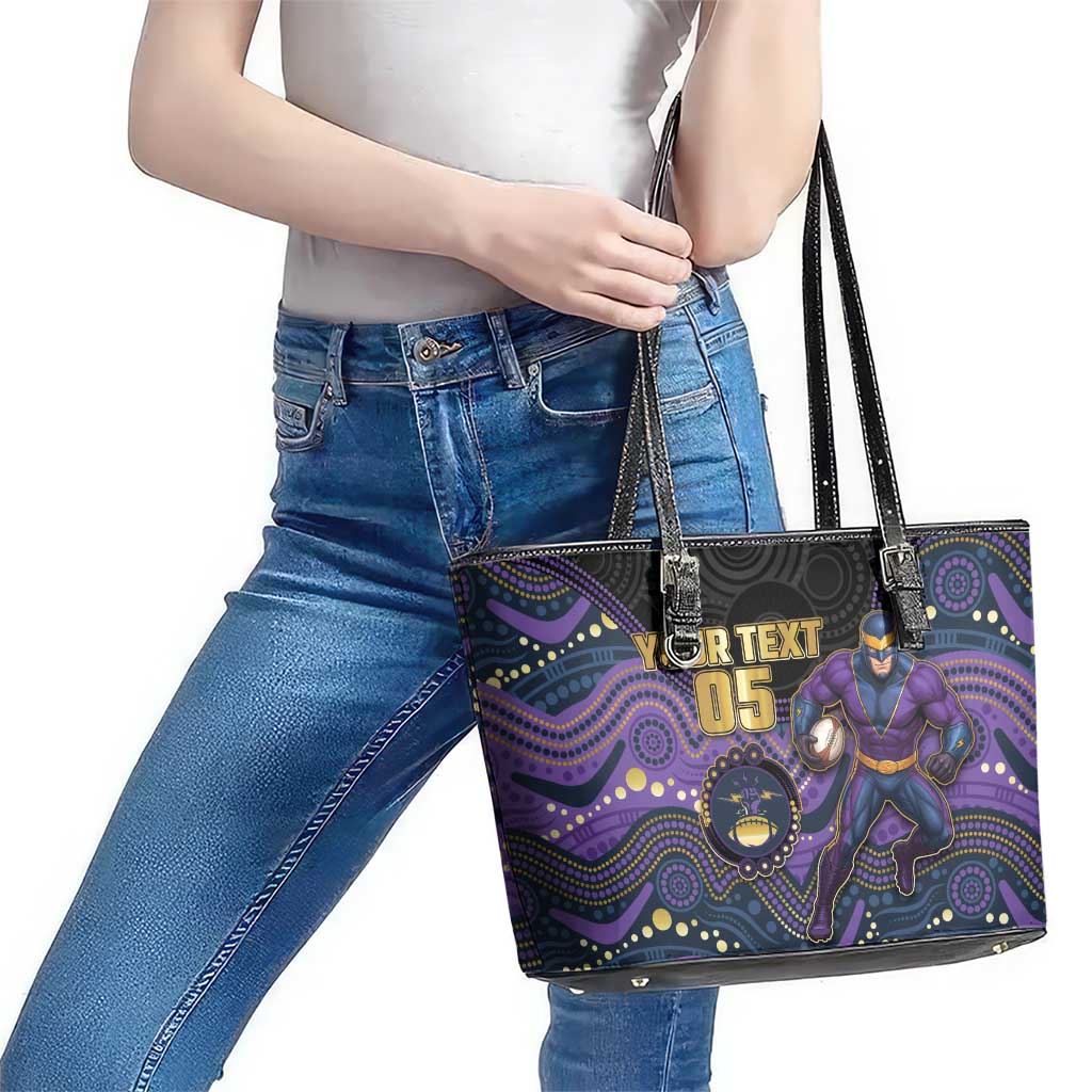 Custom Storm Leather Tote Bag Warrior Mascot With Aboriginal Indigenous
