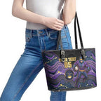 Custom Storm Leather Tote Bag Warrior Mascot With Aboriginal Indigenous