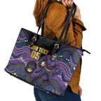 Custom Storm Leather Tote Bag Warrior Mascot With Aboriginal Indigenous