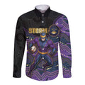 Custom Storm Long Sleeve Button Shirt Warrior Mascot With Aboriginal Indigenous