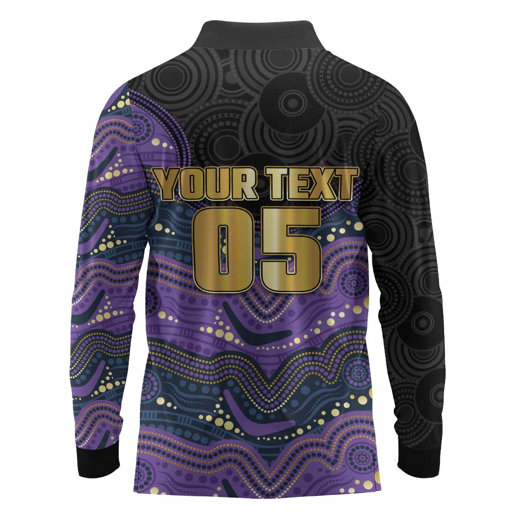 Custom Storm Long Sleeve Polo Shirt Warrior Mascot With Aboriginal Indigenous
