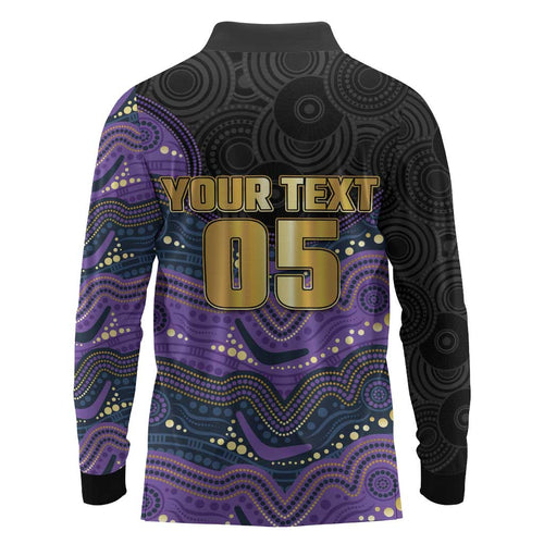 Custom Storm Long Sleeve Polo Shirt Warrior Mascot With Aboriginal Indigenous