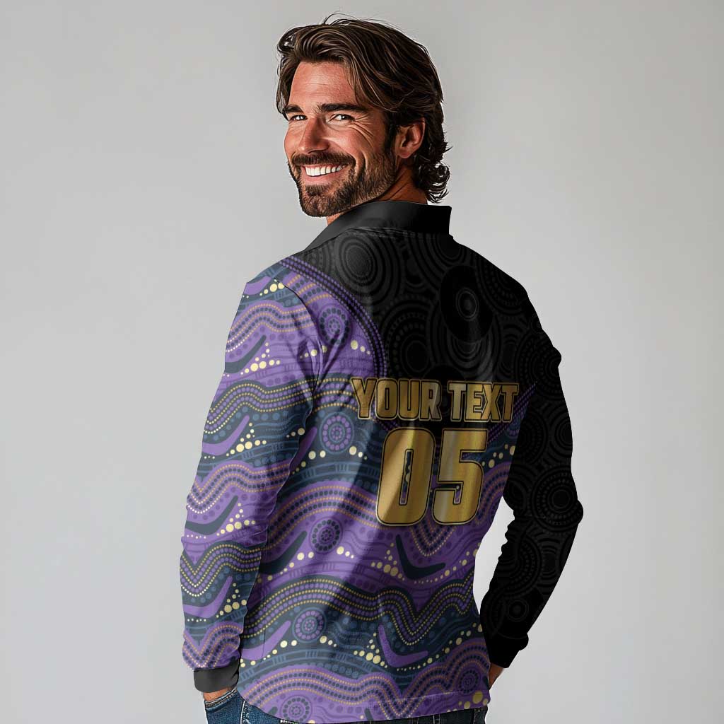 Custom Storm Long Sleeve Polo Shirt Warrior Mascot With Aboriginal Indigenous