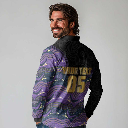 Custom Storm Long Sleeve Polo Shirt Warrior Mascot With Aboriginal Indigenous