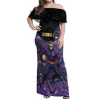 Custom Storm Off Shoulder Maxi Dress Warrior Mascot With Aboriginal Indigenous