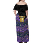 Custom Storm Off Shoulder Maxi Dress Warrior Mascot With Aboriginal Indigenous