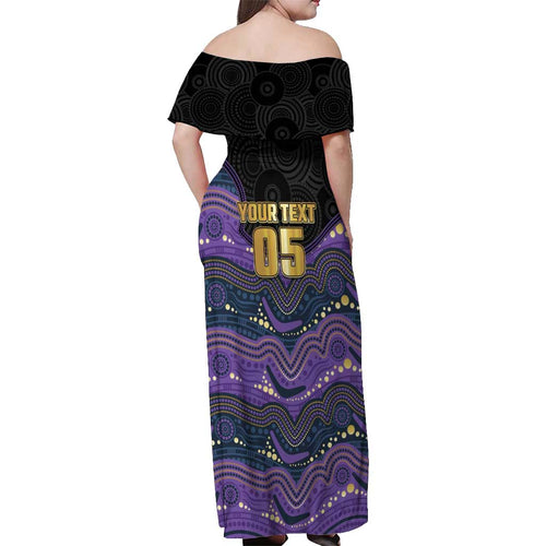 Custom Storm Off Shoulder Maxi Dress Warrior Mascot With Aboriginal Indigenous