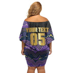 Custom Storm Off Shoulder Short Dress Warrior Mascot With Aboriginal Indigenous