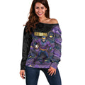 Custom Storm Off Shoulder Sweater Warrior Mascot With Aboriginal Indigenous