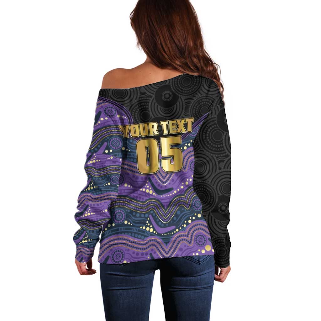 Custom Storm Off Shoulder Sweater Warrior Mascot With Aboriginal Indigenous