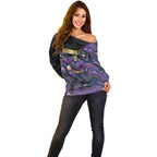 Custom Storm Off Shoulder Sweater Warrior Mascot With Aboriginal Indigenous