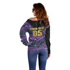 Custom Storm Off Shoulder Sweater Warrior Mascot With Aboriginal Indigenous