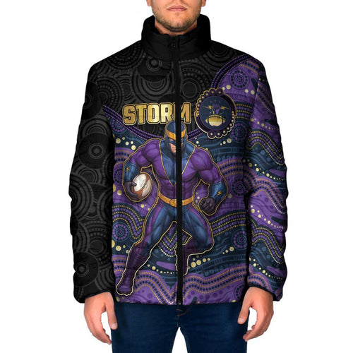 Custom Storm Padded Jacket Warrior Mascot With Aboriginal Indigenous