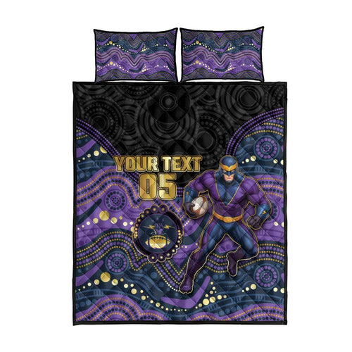 Custom Storm Quilt Bed Set Warrior Mascot With Aboriginal Indigenous