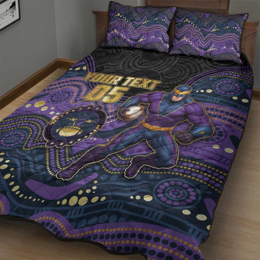 Custom Storm Quilt Bed Set Warrior Mascot With Aboriginal Indigenous