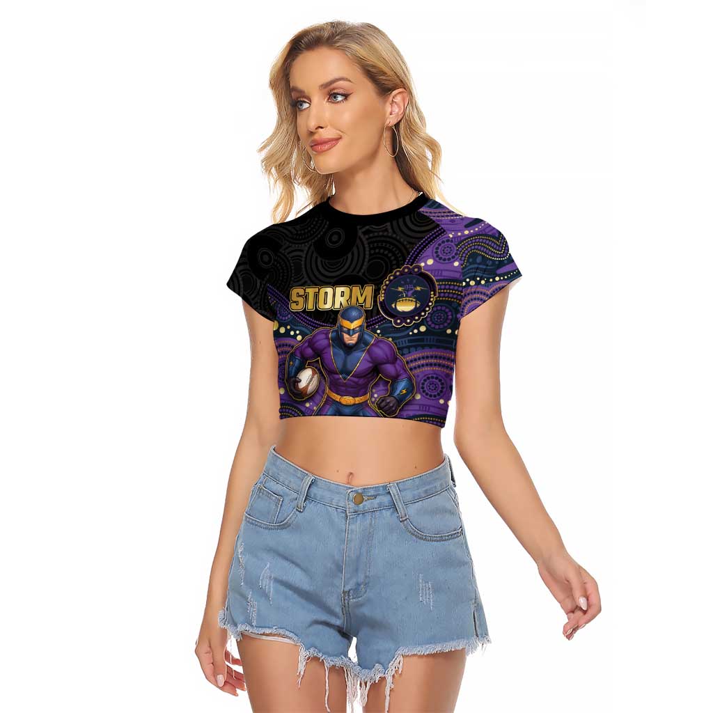Custom Storm Raglan Cropped T Shirt Warrior Mascot With Aboriginal Indigenous