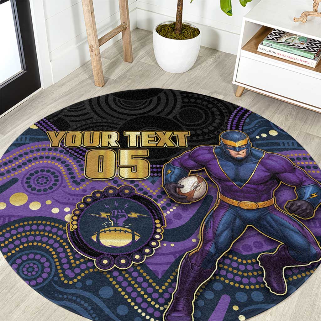 Custom Storm Round Carpet Warrior Mascot With Aboriginal Indigenous
