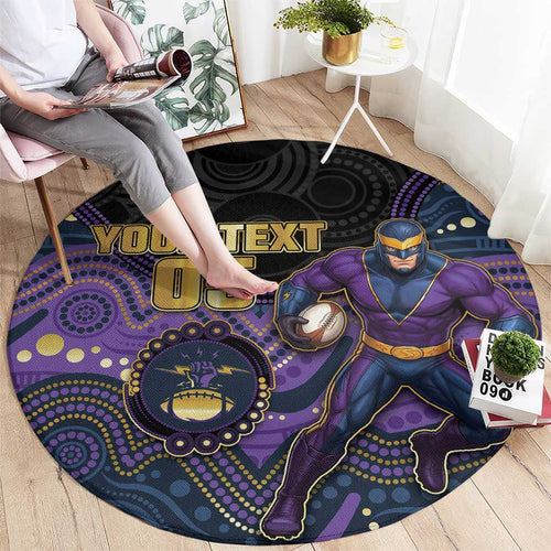 Custom Storm Round Carpet Warrior Mascot With Aboriginal Indigenous
