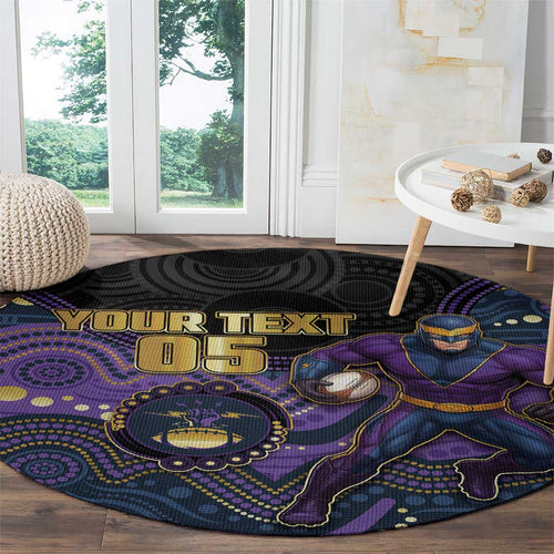 Custom Storm Round Carpet Warrior Mascot With Aboriginal Indigenous