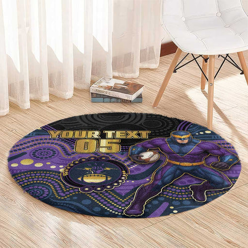 Custom Storm Round Carpet Warrior Mascot With Aboriginal Indigenous
