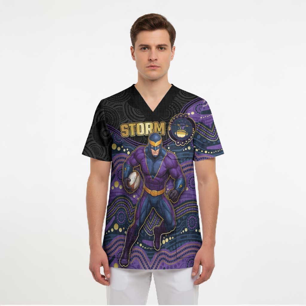 Custom Storm Scrub Top Warrior Mascot With Aboriginal Indigenous