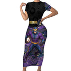 Custom Storm Short Sleeve Bodycon Dress Warrior Mascot With Aboriginal Indigenous