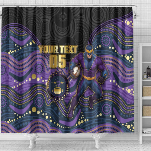 Custom Storm Shower Curtain Warrior Mascot With Aboriginal Indigenous
