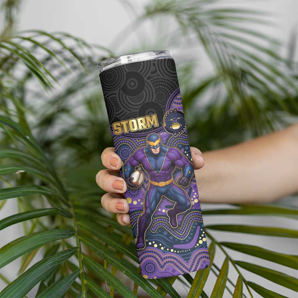 Custom Storm Skinny Tumbler Warrior Mascot With Aboriginal Indigenous