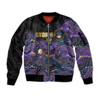 Custom Storm Sleeve Zip Bomber Jacket Warrior Mascot With Aboriginal Indigenous