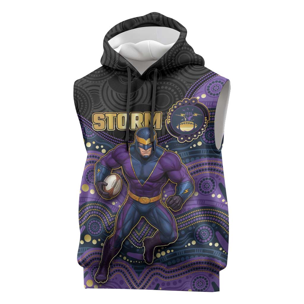 Custom Storm Sleeveless Hoodie Warrior Mascot With Aboriginal Indigenous