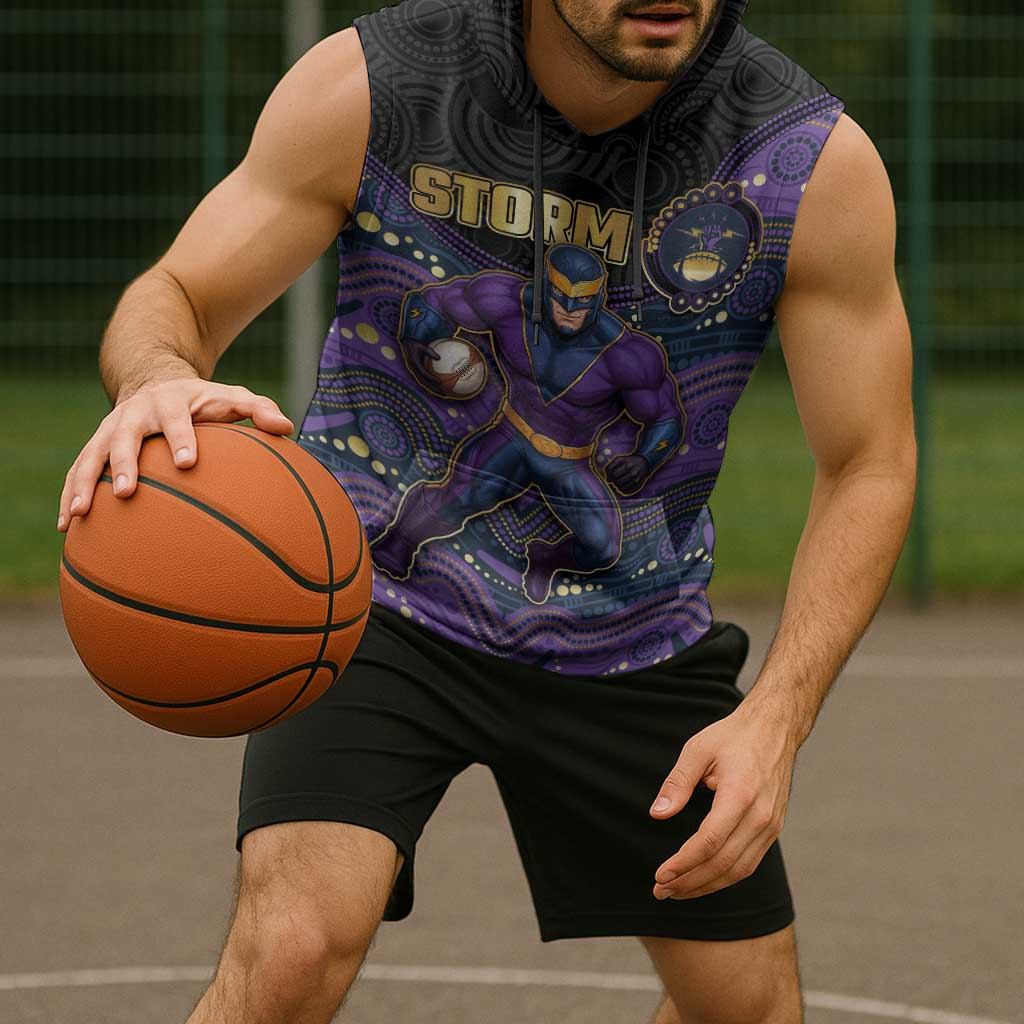 Custom Storm Sleeveless Hoodie Warrior Mascot With Aboriginal Indigenous
