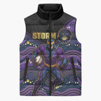 Custom Storm Sleeveless Puffer Jacket Warrior Mascot With Aboriginal Indigenous