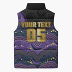 Custom Storm Sleeveless Puffer Jacket Warrior Mascot With Aboriginal Indigenous