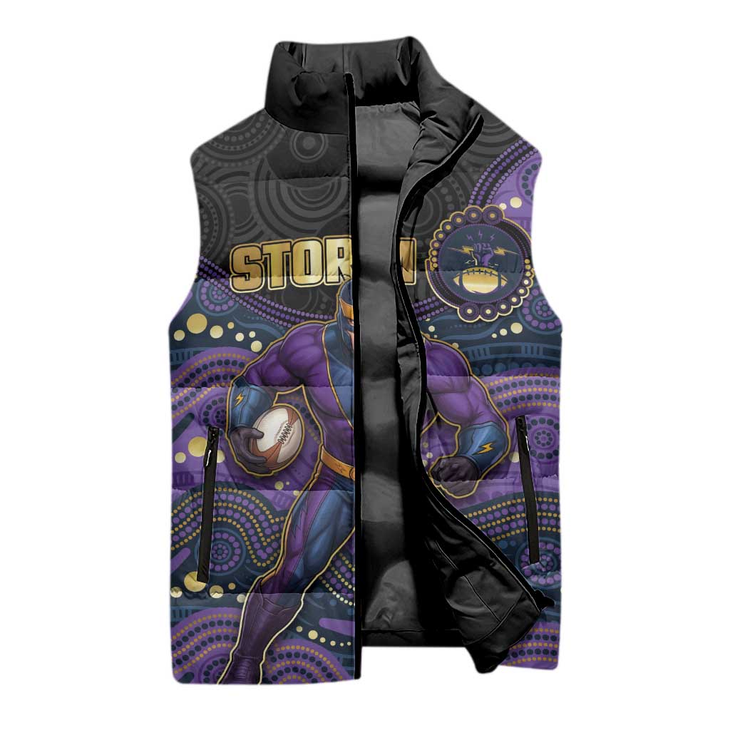Custom Storm Sleeveless Puffer Jacket Warrior Mascot With Aboriginal Indigenous