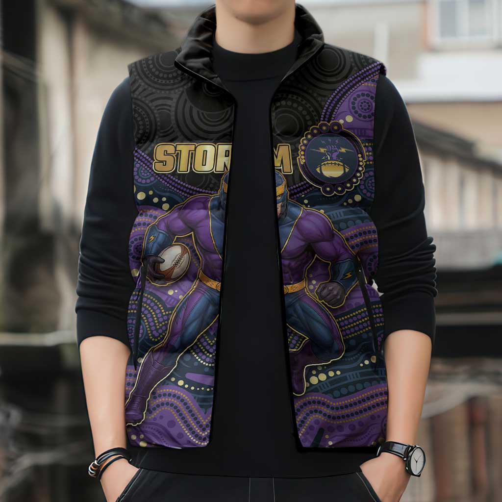 Custom Storm Sleeveless Puffer Jacket Warrior Mascot With Aboriginal Indigenous