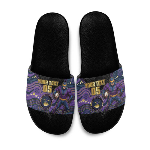 Custom Storm Slide Sandals Warrior Mascot With Aboriginal Indigenous