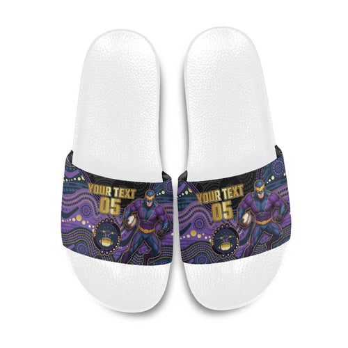 Custom Storm Slide Sandals Warrior Mascot With Aboriginal Indigenous