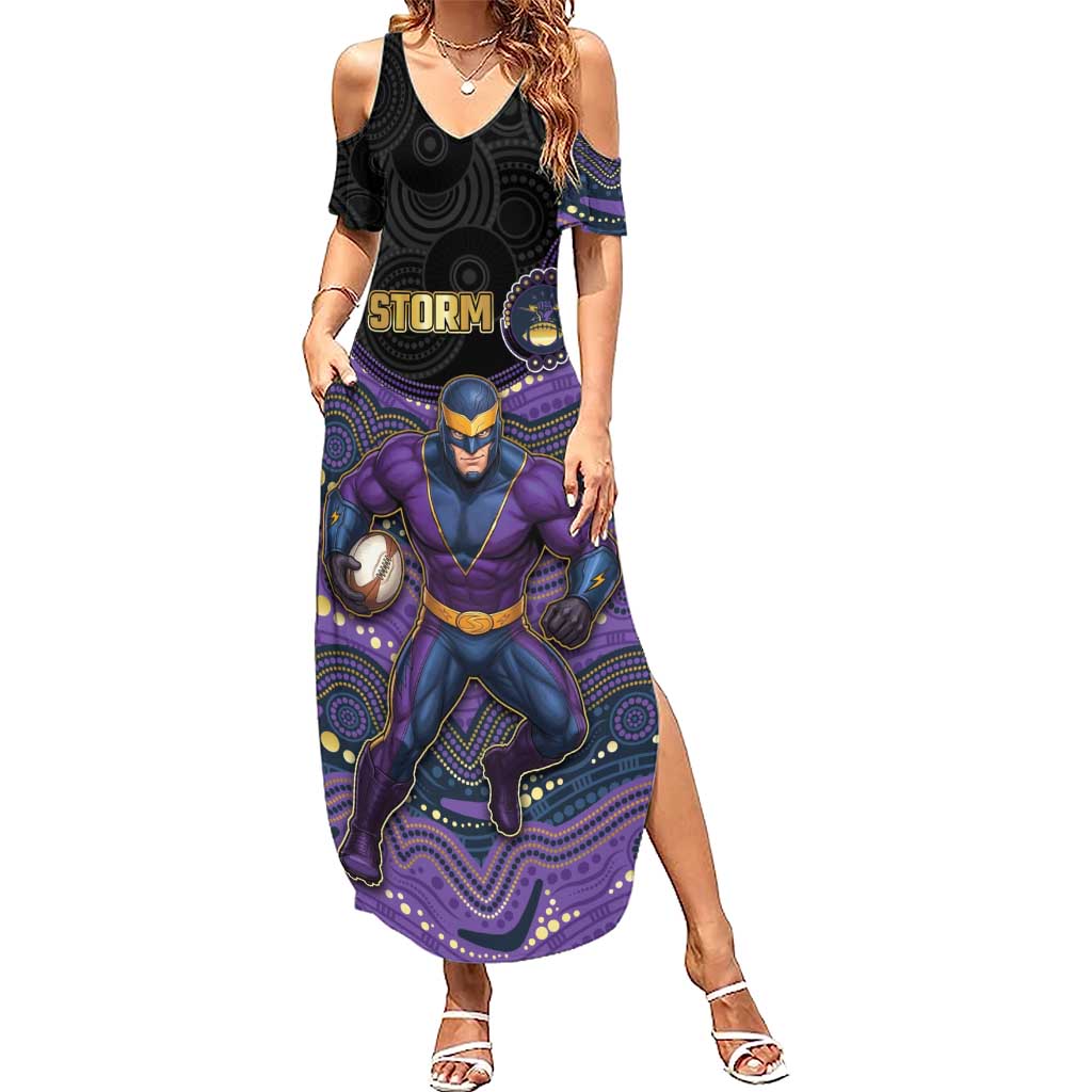 Custom Storm Summer Maxi Dress Warrior Mascot With Aboriginal Indigenous
