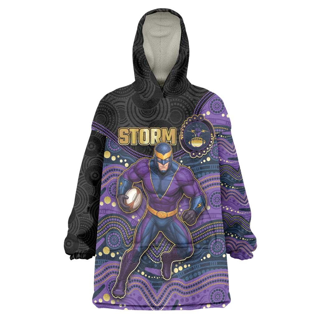 Custom Storm Wearable Blanket Hoodie Warrior Mascot With Aboriginal Indigenous