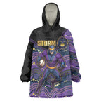 Custom Storm Wearable Blanket Hoodie Warrior Mascot With Aboriginal Indigenous